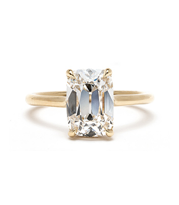 14k Yellow Gold Ethically Sourced Lab Grown Diamond with Old Mine Cut for a Bride looking for a Minimal Style Engagement Rings for Women designed by Sofia Kaman handmade in Los Angeles
