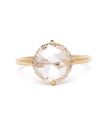 Diamond Engagement Rings 14K Shiny Yellow Gold Lab Grown Diamond Cut Unique Engagement Rings designed by Sofia Kaman handmade in Los Angeles