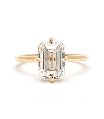 14k Gold Emerald Cut Lab Grown Diamond Engagement Rings for Non-Traditional Brides designed by Sofia Kaman handmade in Los Angeles