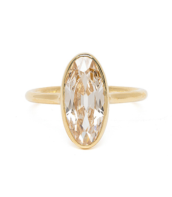 18K Yellow Gold 2.39 Carat Oval Cut Unique Engagement Rings designed by Sofia Kaman handmade in Los Angeles