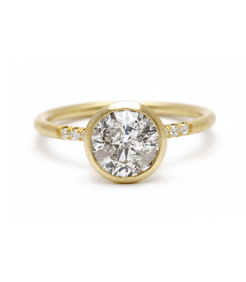 Soleil Salt and Pepper Diamond Engagement Ring for Non-traditional Brides designed by Sofia Kaman handmade in Los Angeles