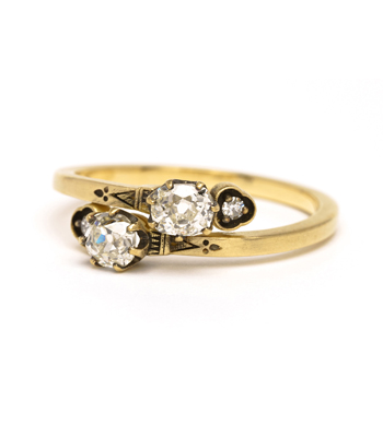 Vintage Inspired Toi et Moi Wedding Band for Vintage Engagement Rings designed by Sofia Kaman handmade in Los Angeles