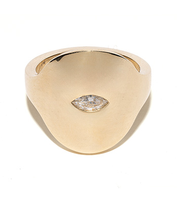 14K Unique Diamond Signet Ring for Women is a Beautiful Statement Piece designed by Sofia Kaman handmade in Los Angeles