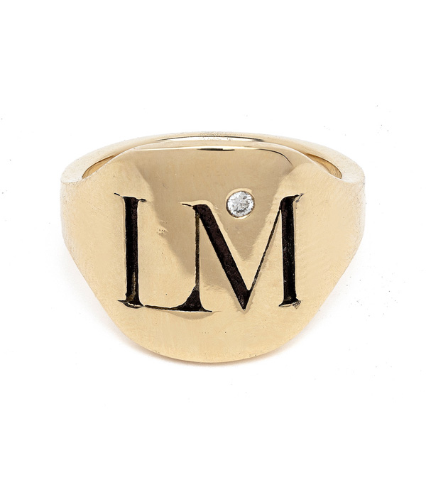14K Gold Signet Ring for Women with Engraved Initials Perfect Gift for Graduation designed by Sofia Kaman handmade in Los Angeles using our SKFJ ethical jewelry process.