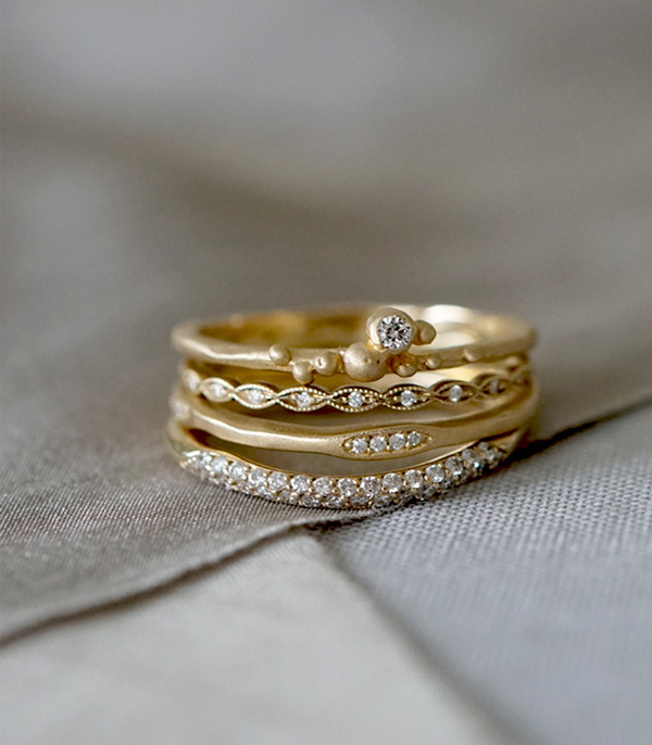 Bohemian Stacking Ring Set designed by Sofia Kaman handmade in Los Angeles using our SKFJ ethical jewelry process.