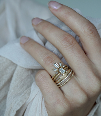 The Evangeline Bohemian Stacking Ring Set Sold at a Discount designed by Sofia Kaman handmade in Los Angeles