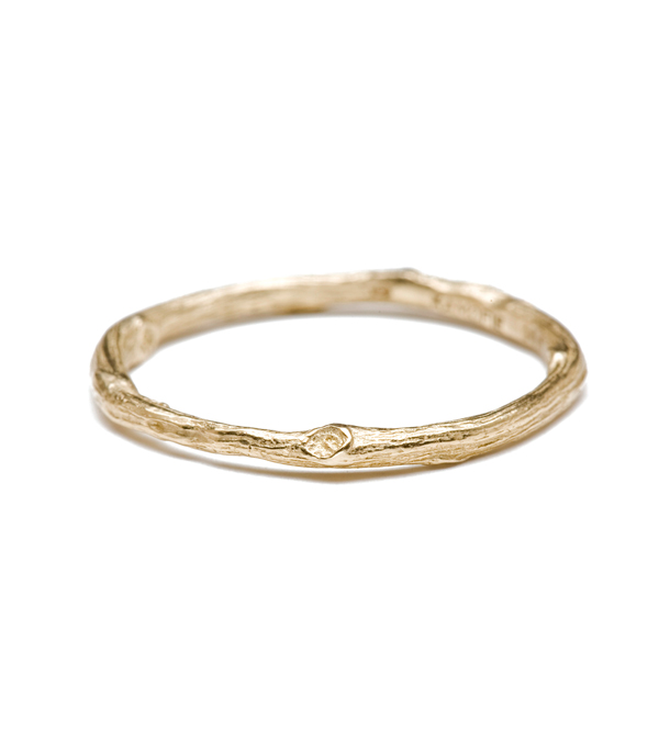 14k Gold Branch Textured Band Stack Ring