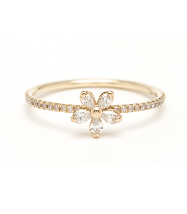 Gold Diamond Daisy Stacking Ring