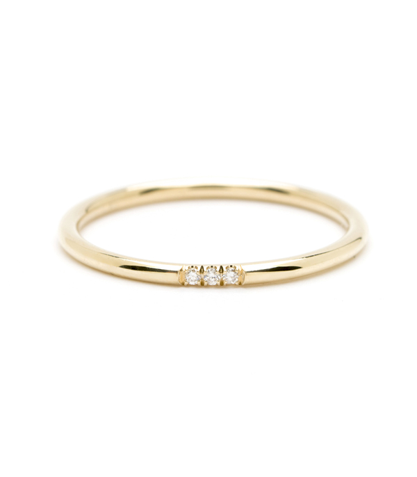 Gold Wire Band Triple Diamond Stacking Band