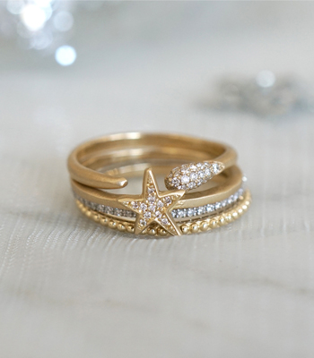 Sparkler Stack Unique Wedding Bands for Women designed by Sofia Kaman handmade in Los Angeles