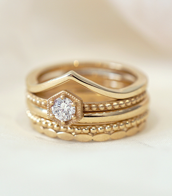 Serena Stack Boho Stacking Ring Set for Unique Engagement Rings designed by Sofia Kaman handmade in Los Angeles