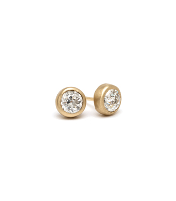 Ethically Sourced Rose Cut Diamond Stud Earrings designed by Sofia Kaman handmade in Los Angeles