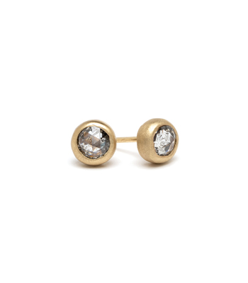 14K Gold Salt and Pepper Diamond Stud Earrings Perfect for Unique Engagement Rings designed by Sofia Kaman handmade in Los Angeles