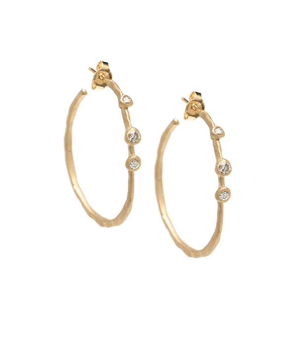 Gold Diamond Texture Hoop Earrings For Unique Engagement Rings