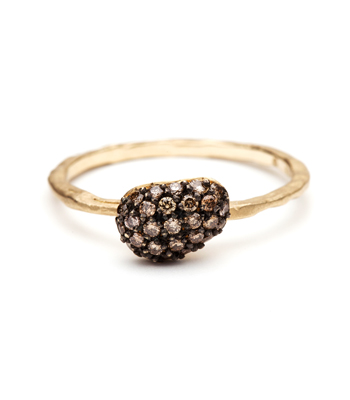 Natural Organic Champagne Diamond Pebble Stacking Ring designed by Sofia Kaman handmade in Los Angeles