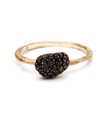 Natural Organic Black Diamond Pebble Stacking Ring designed by Sofia Kaman handmade in Los Angeles