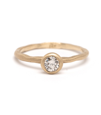 Nature Inspired Simplicity Unique Engagement Ring with Champagne Diamond designed by Sofia Kaman handmade in Los Angeles