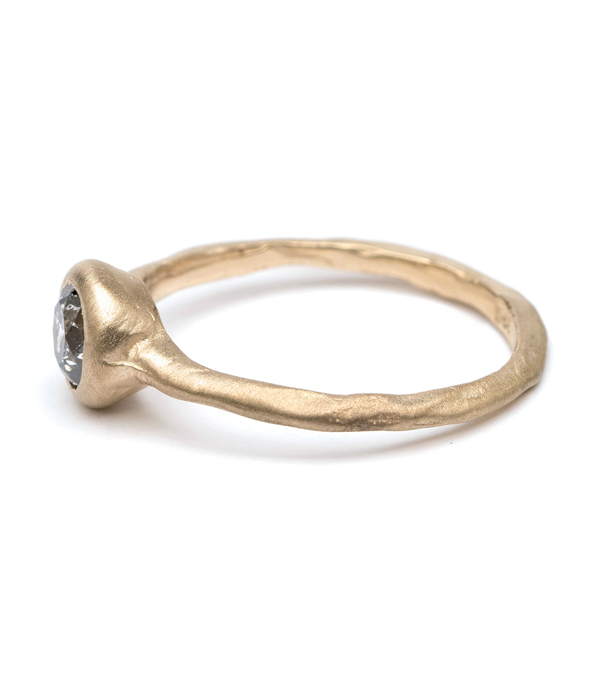 Organic Salt Pepper Diamond Engagement Ring