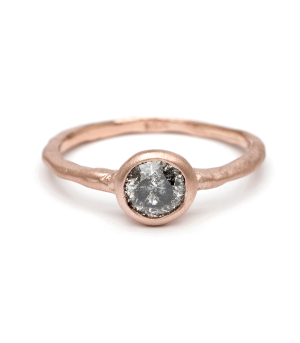 Organic Salt Pepper Diamond Engagement Ring