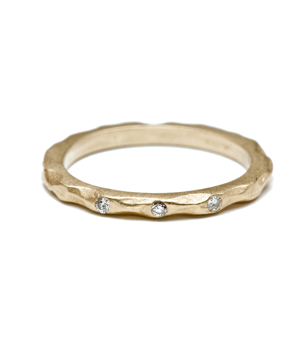 Organic Boho Diamond Stacking Ring Natural Bohemian Wedding Band designed by Sofia Kaman handmade in Los Angeles using our SKFJ ethical jewelry process. This piece has been sold and is in the SK Archive.