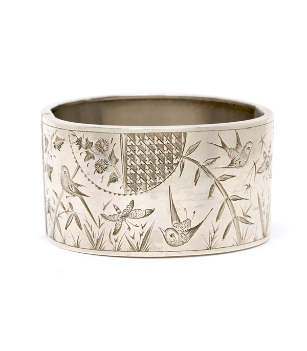 Vintage Victorian Bird Sterling Silver Bracelet Cuff curated by Sofia Kaman.  This piece has been sold and is in Vintage Archive.