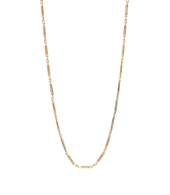 14K Gold Vintage Victorian Bar Chain Necklace for 1 Carat Diamond Ring curated by Sofia Kaman