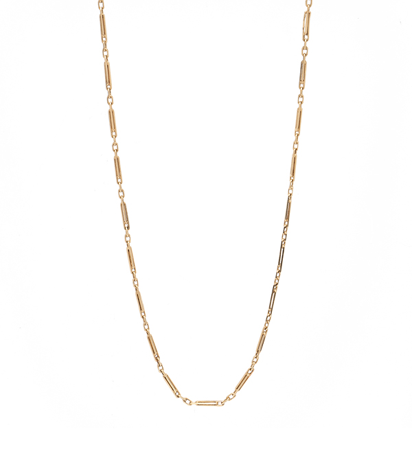 14K Gold Vintage Victorian Bar Chain Necklace for 1 Carat Diamond Ring curated by Sofia Kaman.
