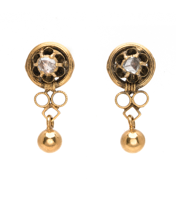 Vintage Victorian One of a Kind Gold Diamond Boho Earrings curated by Sofia Kaman.