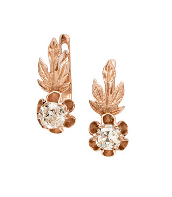 Vintage Victorian Gold Diamond Autumn Leaves Earrings curated by Sofia Kaman