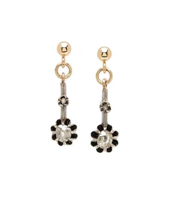 Yellow Gold Vintage Victorian 4.6mm Rose Cut Diamond Buttercup Earrings curated by Sofia Kaman.