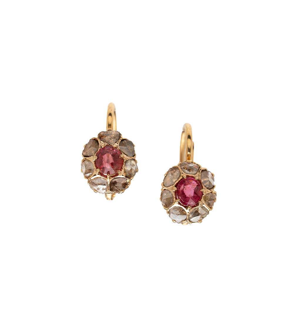 Antique Edwardian Rose Cut Diamond Cluster Drop Earrings  Ellibelle  Jewellery