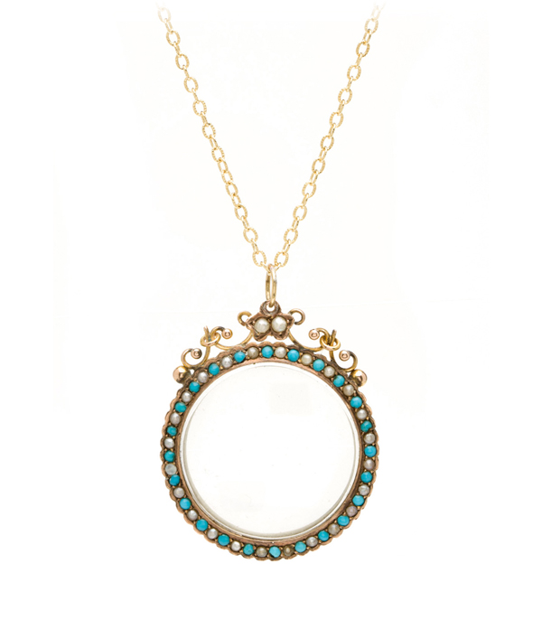 Vintage Victorian Pearl Turquoise Locket