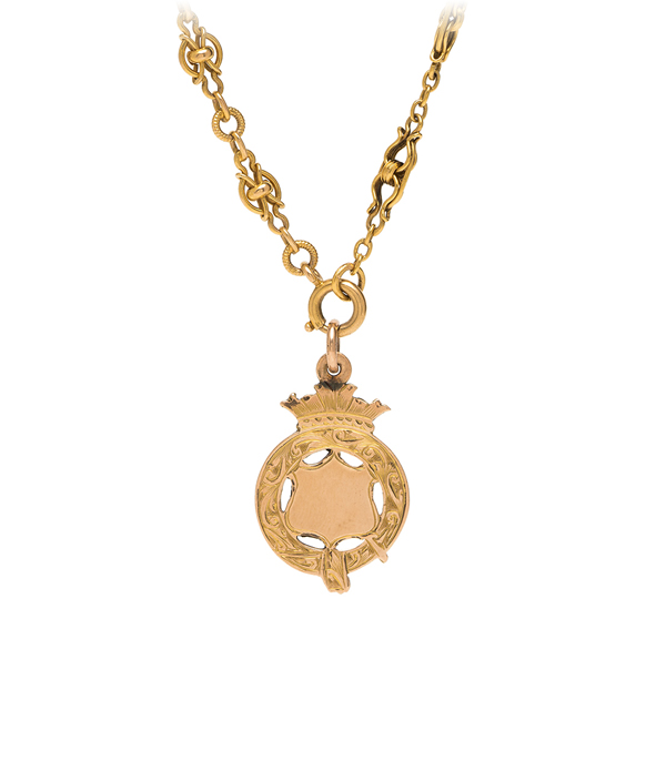 Gold Engravable Shield Necklace