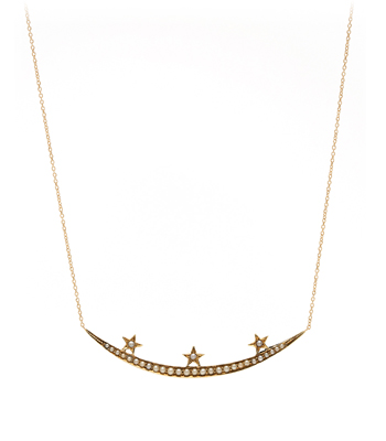 Vintage Crescent Moon Necklace with Stars and Pearls curated by Sofia Kaman
