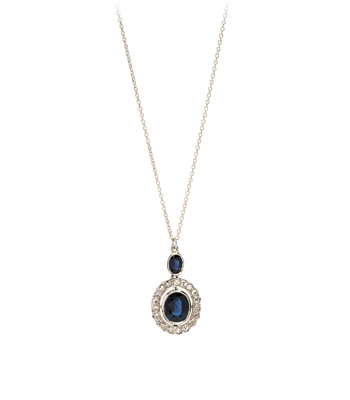 Platinum Sapphire Drop Necklace for Vintage Engagement Rings curated by Sofia Kaman
