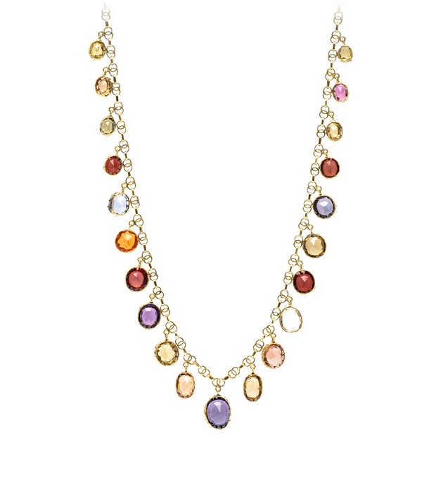 Vintage Victorian Multi-Gem Necklace Pairs Perfect with Vintage Engagement Rings curated by Sofia Kaman.