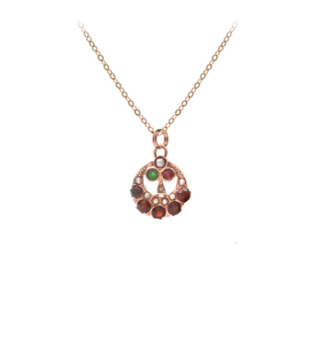 Charm Necklaces 14K Rose Gold Pearl Diamond Garnet Emerald Victorian Vintage Lucky Charm Necklace curated by Sofia Kaman