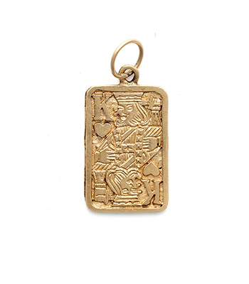 14K Gold King of Hearts Good Luck Charm designed by Sofia Kaman handmade in Los Angeles