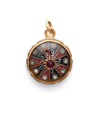 18K Gold Vintage French Antique Roulette Wheel Good Luck Charm Pendant curated by Sofia Kaman