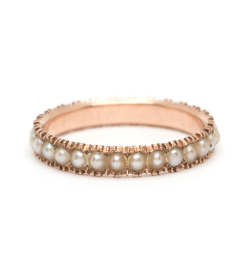 18K Vintage Antique Georgian Rose Gold Pearl Boho Stacking Ring curated by Sofia Kaman