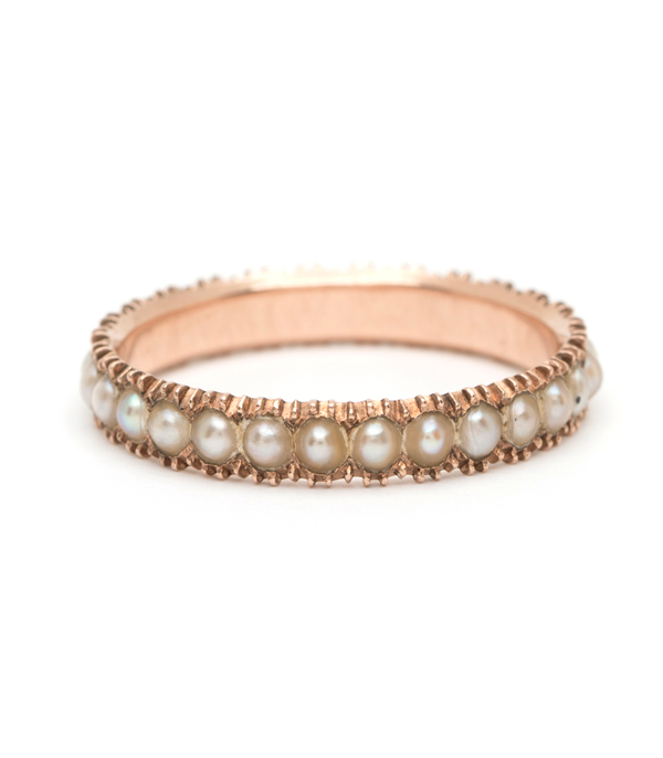 18K Vintage Antique Georgian Rose Gold Pearl Boho Stacking Ring curated by Sofia Kaman.  This piece has been sold and is in Vintage Archive.