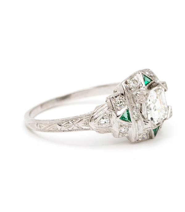 Platinum Art Deco Diamond Vintage Engagement Ring