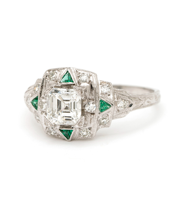 Platinum Art Deco Diamond Vintage Engagement Ring