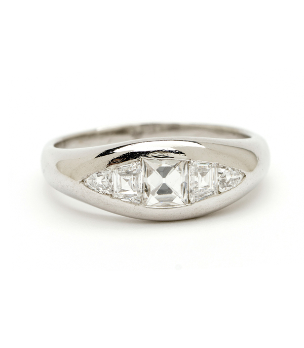 Antique Art Deco Platinum French Cut Diamond Marquis Ring