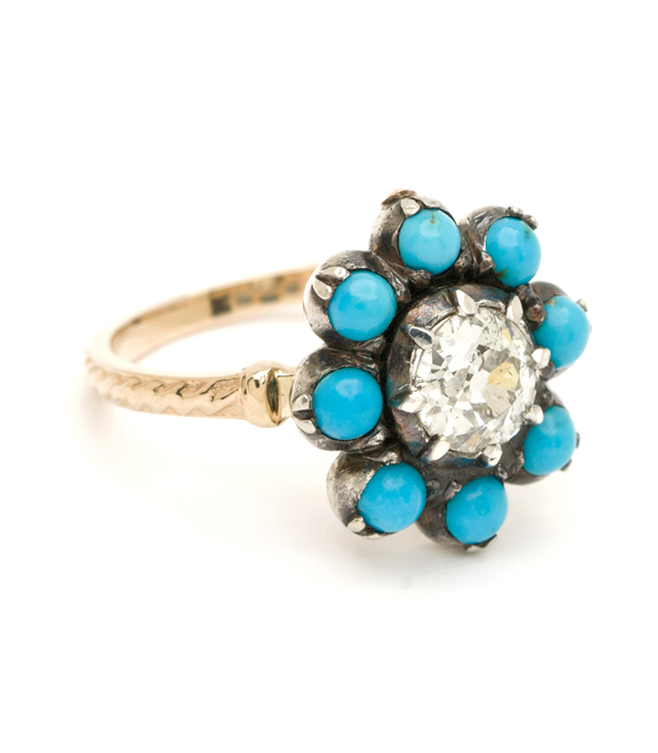 Victorian Turquiose Bohemian Vintage Engagement Ring
