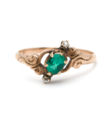 Vintage Ring from Victorian Era with Emeralds and Rose Cut Diamonds curated by Sofia Kaman