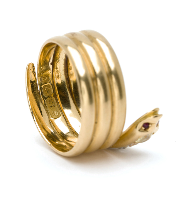 Victorian Vintage Bohemian Gold Diamond Snake Ring