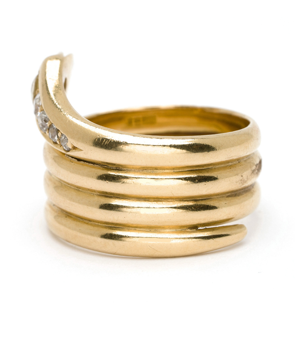 Victorian Vintage Bohemian Gold Diamond Snake Ring