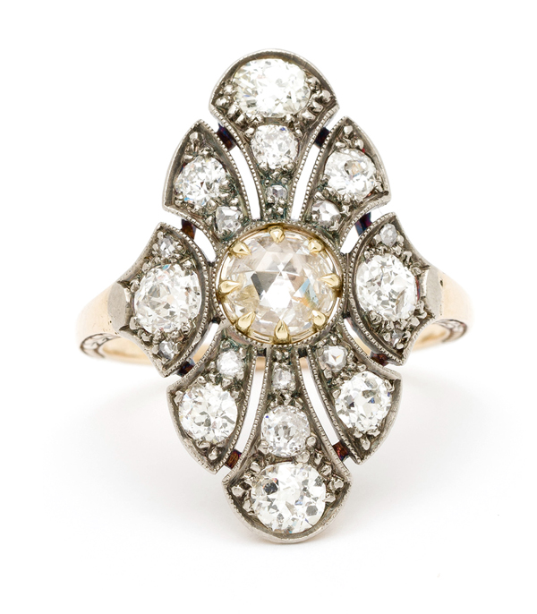 Vintage Art Deco Rose Cut Diamond Engagement Ring