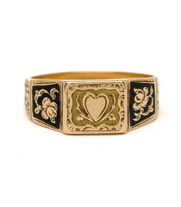 Vintage Victorian Rose Gold Heart Stackable Ring